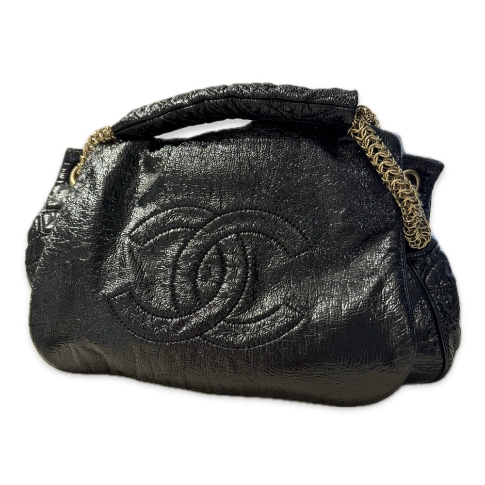 Vintage Chanel Rodeo Drive Accordion Flap Bag Patent Vinyl Medium